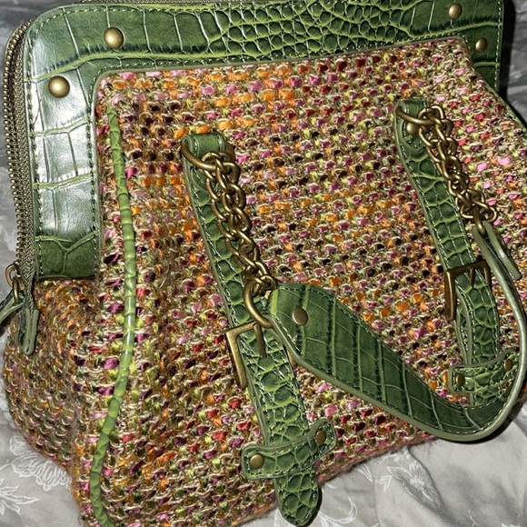 The Limited Green Multicolor Buckle Wool Blend Woven Knit Bag - Picture 10 of 12